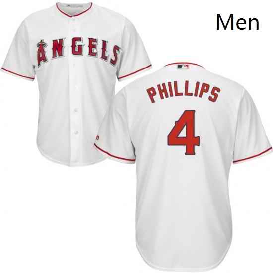 Mens Majestic Los Angeles Angels of Anaheim 4 Brandon Phillips Replica White Home Cool Base MLB Jersey